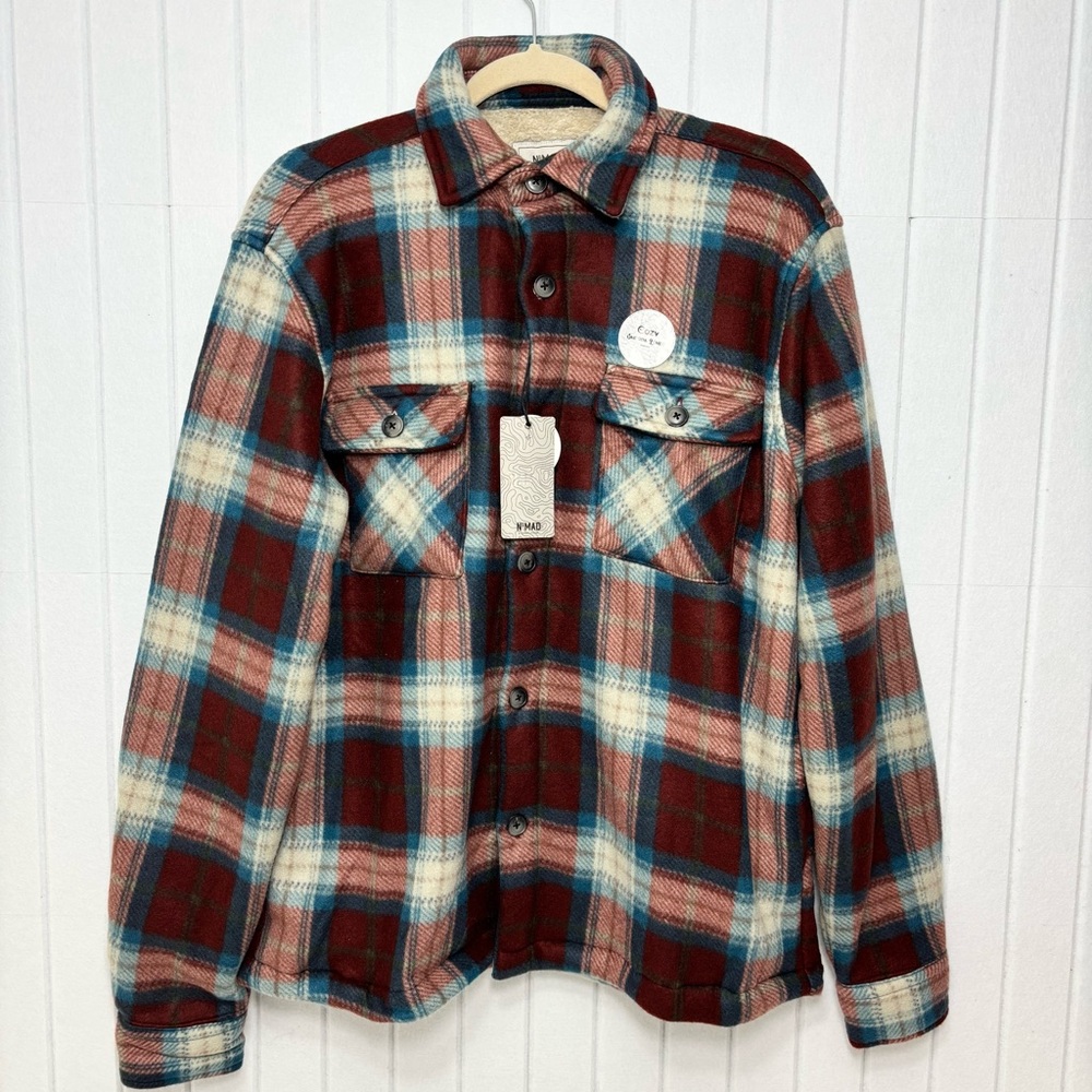 Nomad‎ Red and Blue Plaid Sherpa Jacket